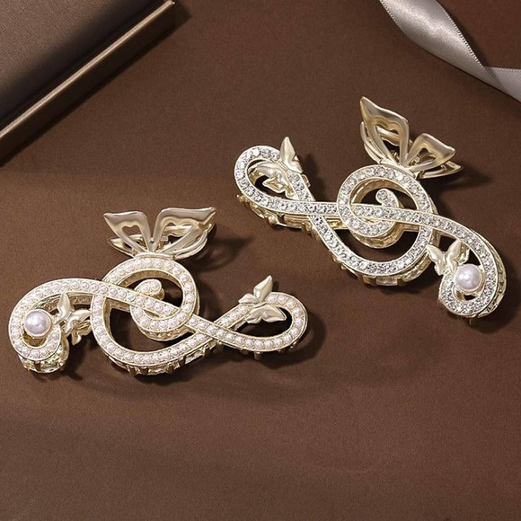 Fancy Hair Clips G Clef Unique Large Claw Hair Clips - Picture 5 of 7